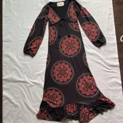 ZARATRF 花柄 長袖 ロングワンピース