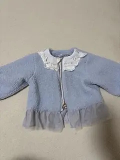 水色 フリル付き襟 ボアアウター 90 バースデイ コトリ