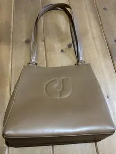 シャルルジョルダン　ベージュレザーCJロゴトートバッグ