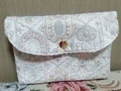 難あり　インド刺繍生地　ポーチ　ハンドメイド
