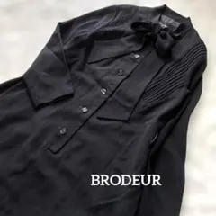 大きいサイズ 美品 BRODEUR 喪服礼服 ワンピース ブラックフォーマル