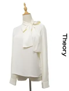 B608/美品 Theory ボウタイブラウス シルク ジョーゼット サイドタイのサムネイル