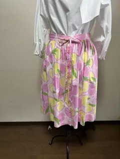 Boutique Moschinoピンクレモン柄 フレアスカート 平置W33cmのサムネイル