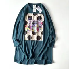 新品♡　スカラー　猫　花柄　長袖　チュニック　カットソー　ロンT　ワンピースのサムネイル