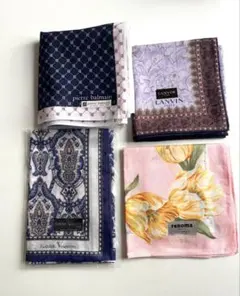 ブランド ハンカチ 4枚セット LANVIN renoma balmain 新品