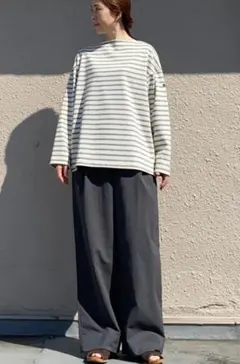 2026 プランテーション　カスリボーダーシャーリングカットソー Plantation / カスリボーダーシャーリング / カットソー(M light gray