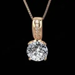 大人気！ ネックレス 最高級 キュービックジルコニア 一粒 CZ ピンクゴールド