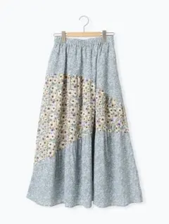Samansa Mos2 花柄パッチワークティアードスカート