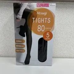 アツギ 80デニール タイツ 5足セット ブラックM〜L 光発熱