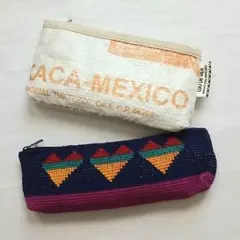 【新品未使用】編みハート模様ペンケース Wovenレトロ風ポーチ 2個セット