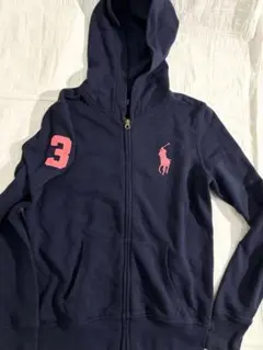 人気❤︎ラルフローレン★Y2K ビッグポニー パーカー ネイビー ピンク 人気❤︎ラルフローレン☆Y2K ビッグポニー パーカー ネイビー