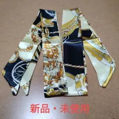 【新品・未使用】黒と金の装飾的なスカーフ