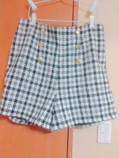 【千鳥柄】ハイウエスト ショートパンツ