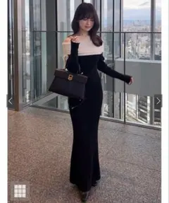 2Wayオフショルダーリブニットワンピース