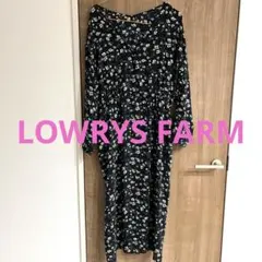 ローリーズファーム　黒　総花柄　ロングワンピース L