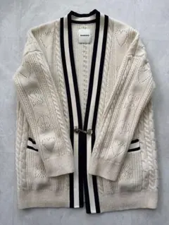 SANDRO アイボリー ケーブルニットカーディガン