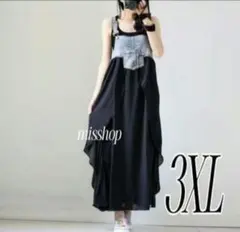 ◇デニムドッキングスカート◇ジャンパースカートサロペットシフォン ロングスカート