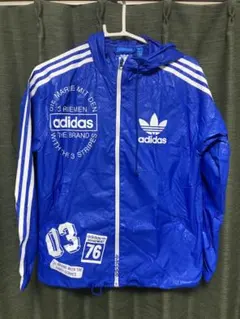 adidas Originals ナイロンジャケット L ブルー 3ライン - メルカリ