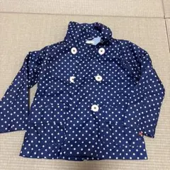 Hushush ネイビー 水玉ジャケット100 レインコート　ウインドブレーカー