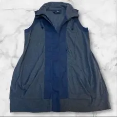 Lucruca ルクルカ　異素材　ジップアップ　ベスト　ジレ　バイカラー