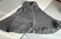 INGN I グレー ケープコート リブ編み襟付き