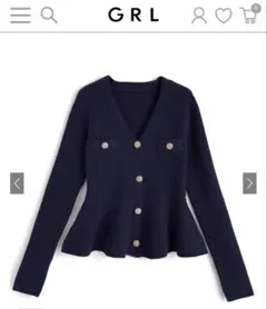 GRL Vネックペプラムニットトップス lt114