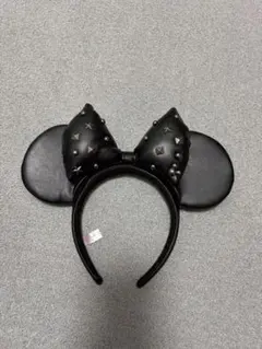 ディズニーカチューシャ　黒　レザー