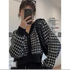 GRL 千鳥柄ニットカーディガン[at1619] Mサイズ