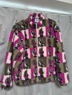 adidas チェック柄 フリースジャケット M