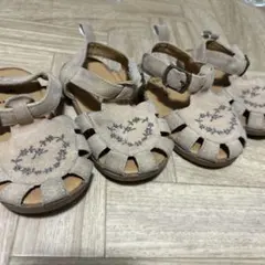 teteatete ベージュ刺繍サンダル 13cm 14cm セット