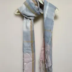 チェック柄マフラー 青 ピンク ベージュ