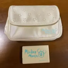値下げ‼︎ ミッキーマウス ホワイトポーチ&ミラー