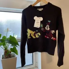 新品⬛︎ZARA Disneyコラボ ミッキー×プルート刺繍 ニット⬛︎Ｓ