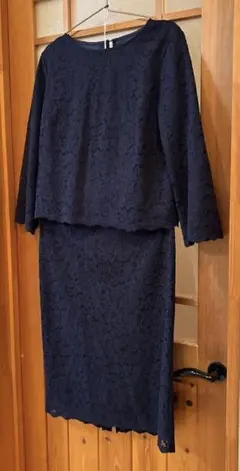 opaque.clip ネイビー花柄レースセットアップ フォーマル可 ワールド