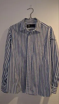 青と白のストライプ長袖シャツ Mサイズ
