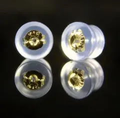 K18 back catch silicone透明プラスチック 金メッキ ピアス