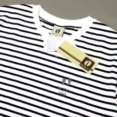 【ハンテン／HANGTEN】ロゴ刺繍カジュアル ボーダー半袖Tシャツ・メンズLLのサムネイル