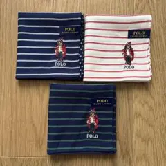 【未使用品】 ポロラルフローレン ポロベア ボーダー ハンカチ 3枚セット