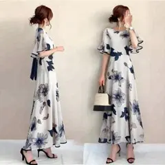 viviladys フラワープリント マキシワンピース