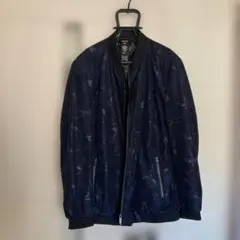 ネイビー プリント柄 ブルゾン