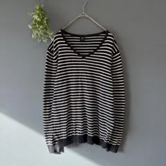 ギャップ［S］大人カジュアル◎やわらかコットン100％◎ボーダー柄Vネックニット