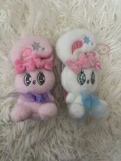 エスターバニー　スノーリボンマスコット　ホワイト　ピンク　2点まとめ