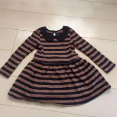 KUMIKYOKU ボーダー長袖ワンピース