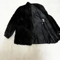SAGA MINK サガミンク ブラック　コート 本毛皮 ハーフ丈 高級刺繍裏地