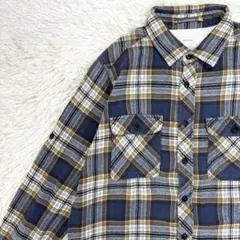 チェック柄 長袖シャツ ネイビー ブラウン