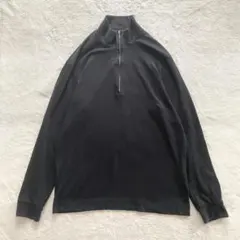ユニクロ ハーフジップ ハイネック長袖カットソー 블랙 레트로 ヴィンテージ