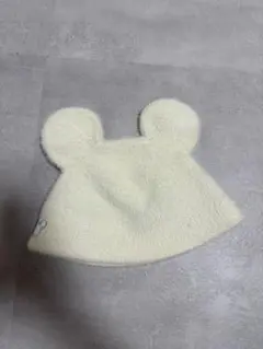 ミッキー耳付きキャップ ニット 白 ホワイト