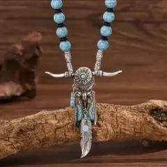 牛頭ターコイズネックレス5ナバホ族ネックレス　5インディアンジュエリートルコ石5