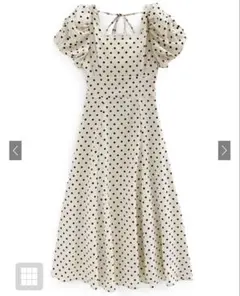 ドット柄バルーンスリーブフレアワンピース[ru1163]