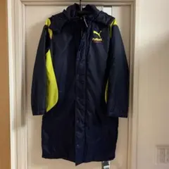 PUMA ベンチコート ネイビー/イエロー 160